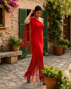 VESTIDO FLECO ASIMETRICO